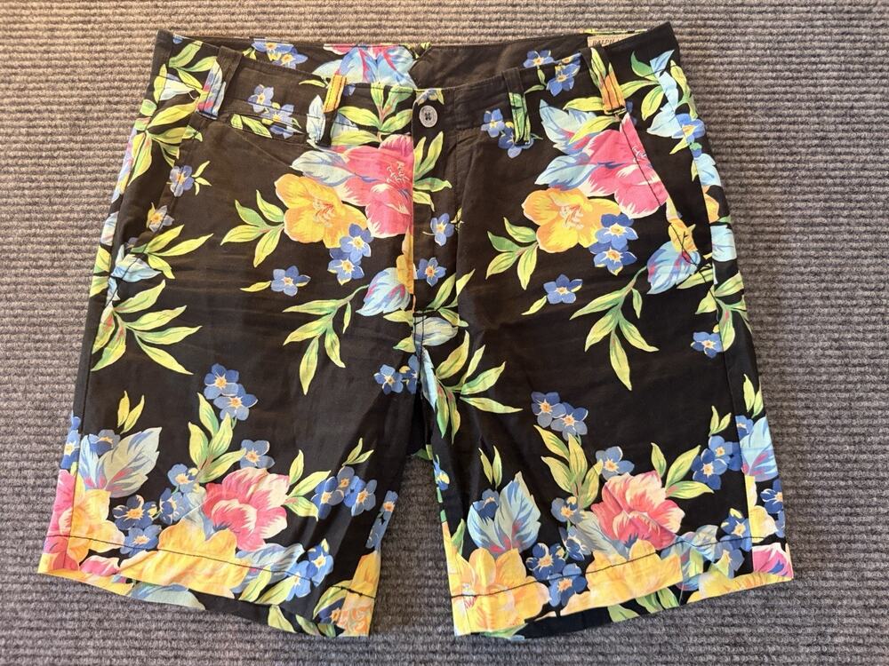 Polo Ralph Lauren Mens Floral Hawaiian Shorts Size 32 Straight Fit Black